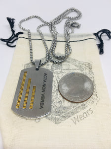 Dog Tag Necklace Military Pendant - "Acta Non Verba" Engraved
