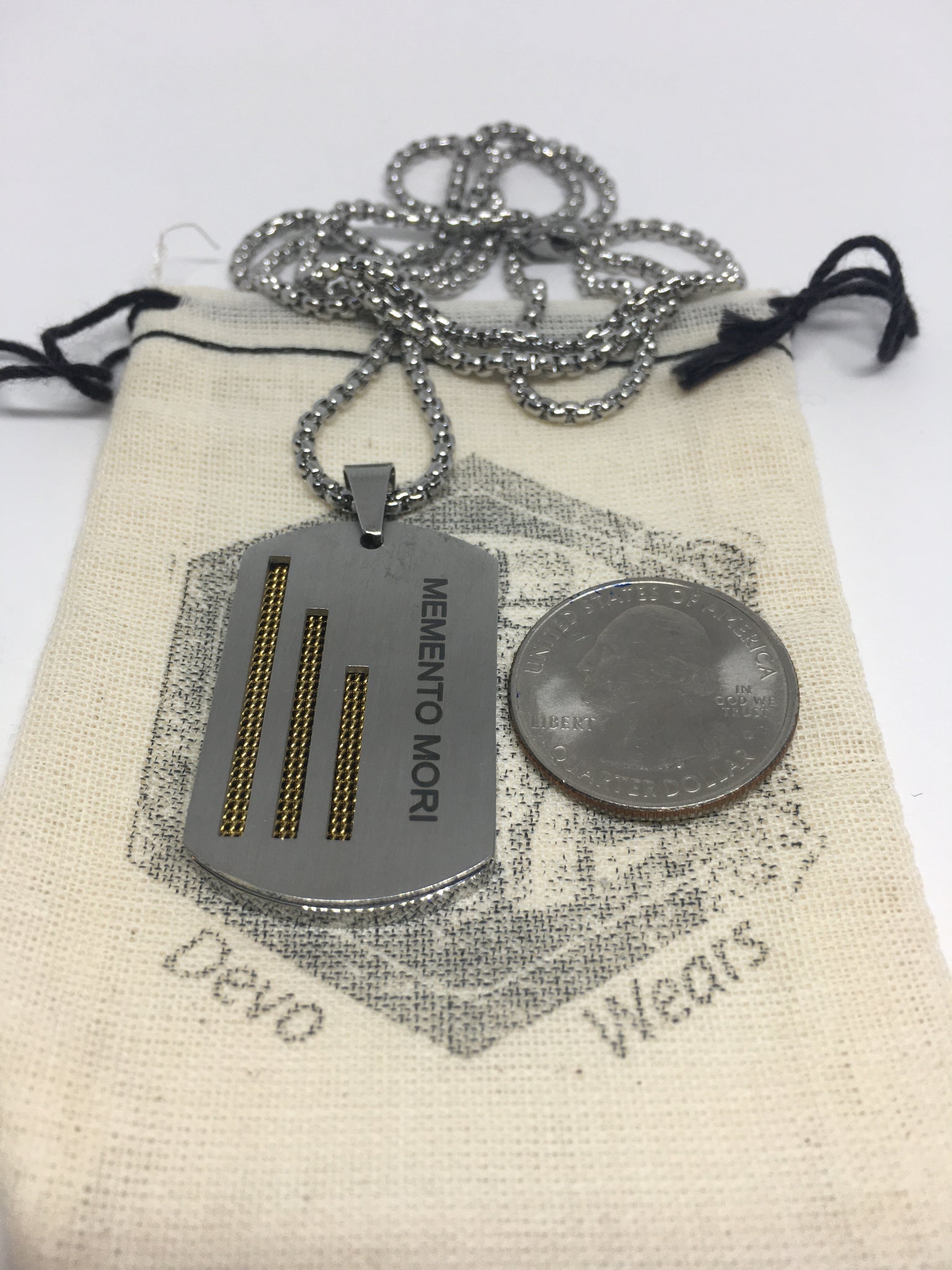 Dog Tag Necklace Military Pendant - Memento Mori Engraved – Devo Wears
