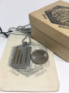 Dog Tag Necklace Military Pendant - "Memento Mori" Engraved