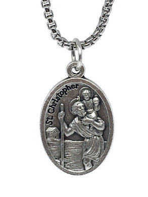 Saint Christopher & Guardian Angel Medal Necklace