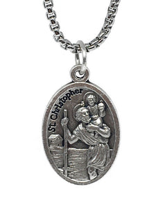 Saint Christopher & Guardian Angel Medal Necklace